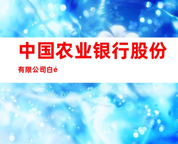中国农业银行股份有限公司白银平川支行