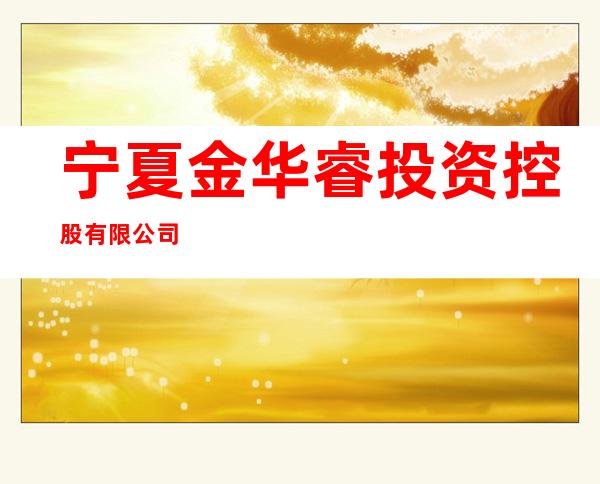 宁夏金华睿投资控股有限公司